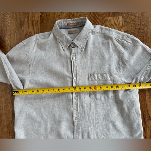 Bruno Linen Blend Beige Washable Long Sleeve Button Men's Down Shirt Size XL - Picture 5 of 13